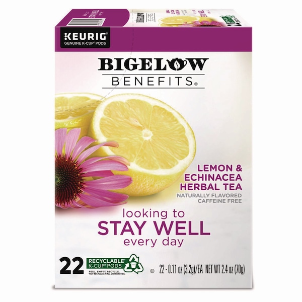 Bigelow Decaffeinated Herbal Tea, Lemon & Echinacea, K-Cup, Decaffeinated Herbal Tea, 0.11 oz, 22 PK GMT2025 - main